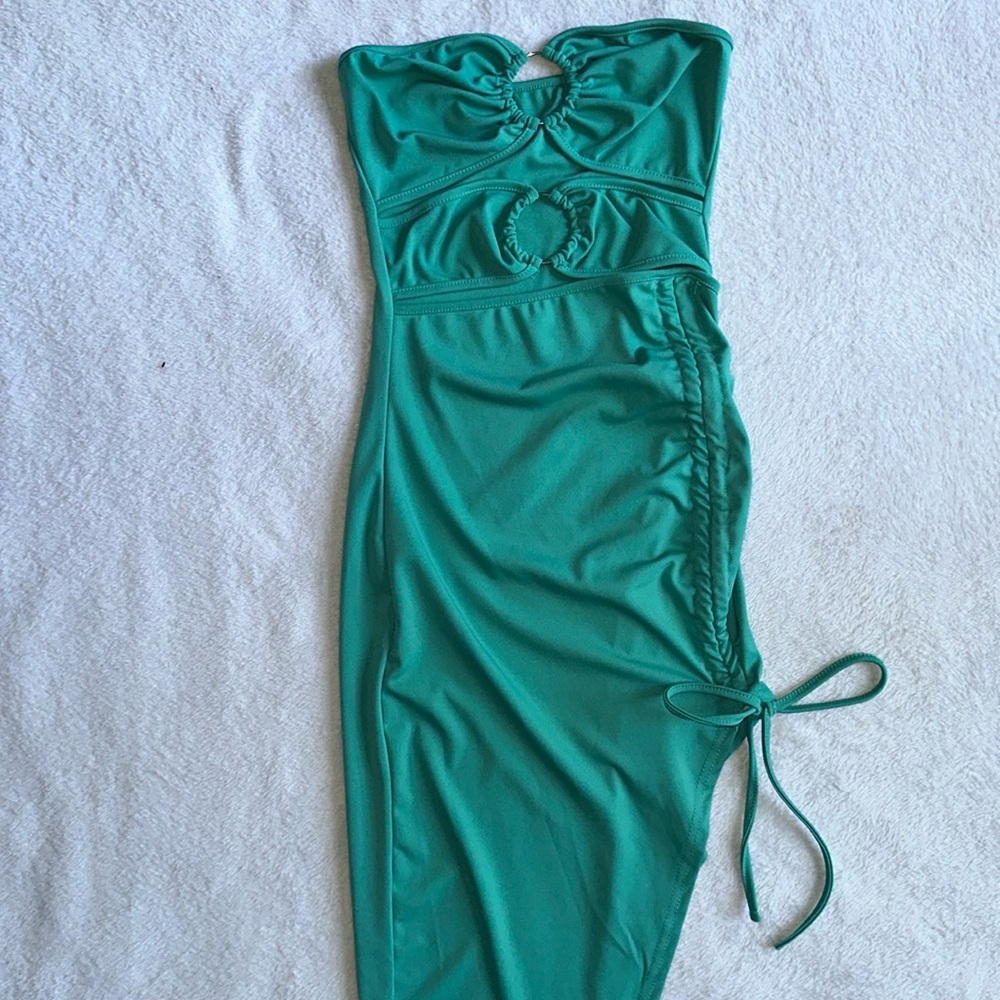 GREEN SHEIN STRAPLESS MINI DRESS